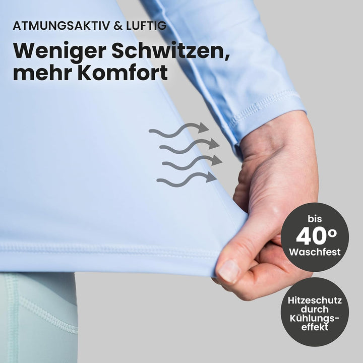 iQ-UV Sportshirt Damen Langarm – Elastisches UV Shirt für Damen für Wasser & Sport – Rash Guard mit