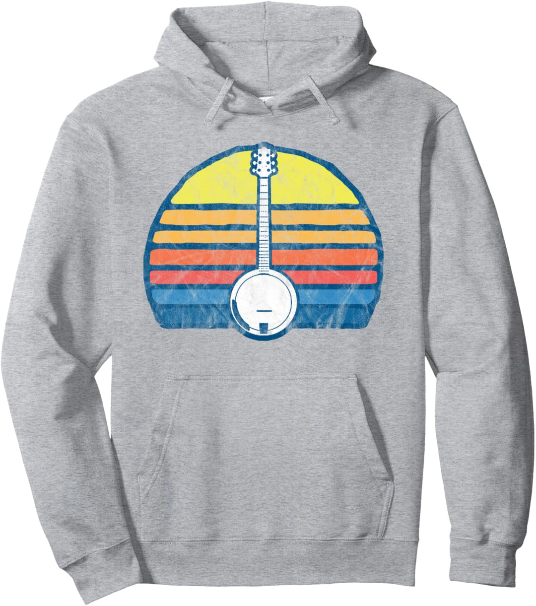 Retro Banjo Sun - Eighties Style Bluegrass Pickers Pullover Hoodie