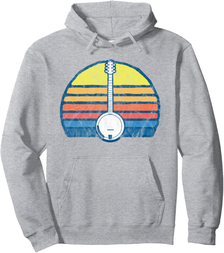 Retro Banjo Sun - Eighties Style Bluegrass Pickers Pullover Hoodie