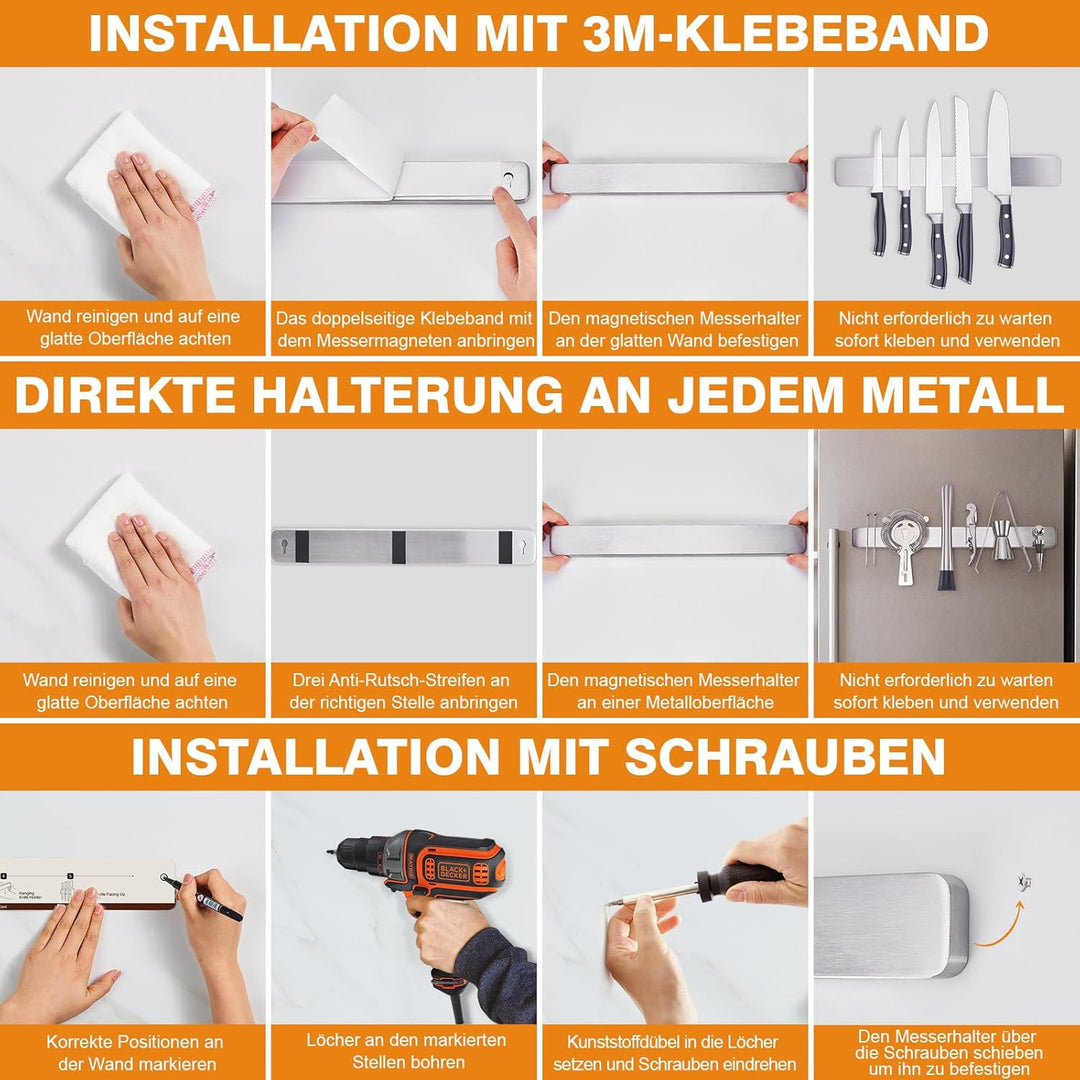 ENOKING 39.6cm Magnetleiste Messer, Edelstahl Messerhalter Magnetisch, Messerleiste Magnetisch mit E