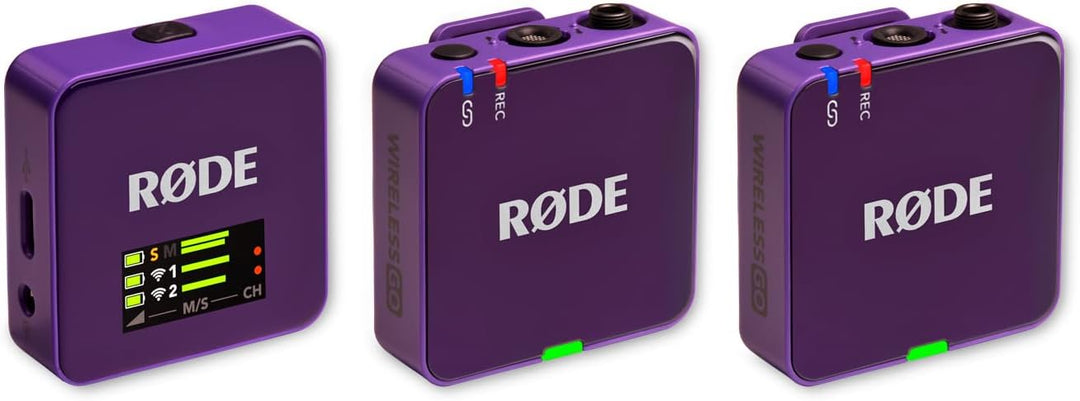 Rode Wireless GO Gen 3 Drahtloses 2-Kanal Mikrofon-Funksystem Lila mit Interview GO Handadapter und