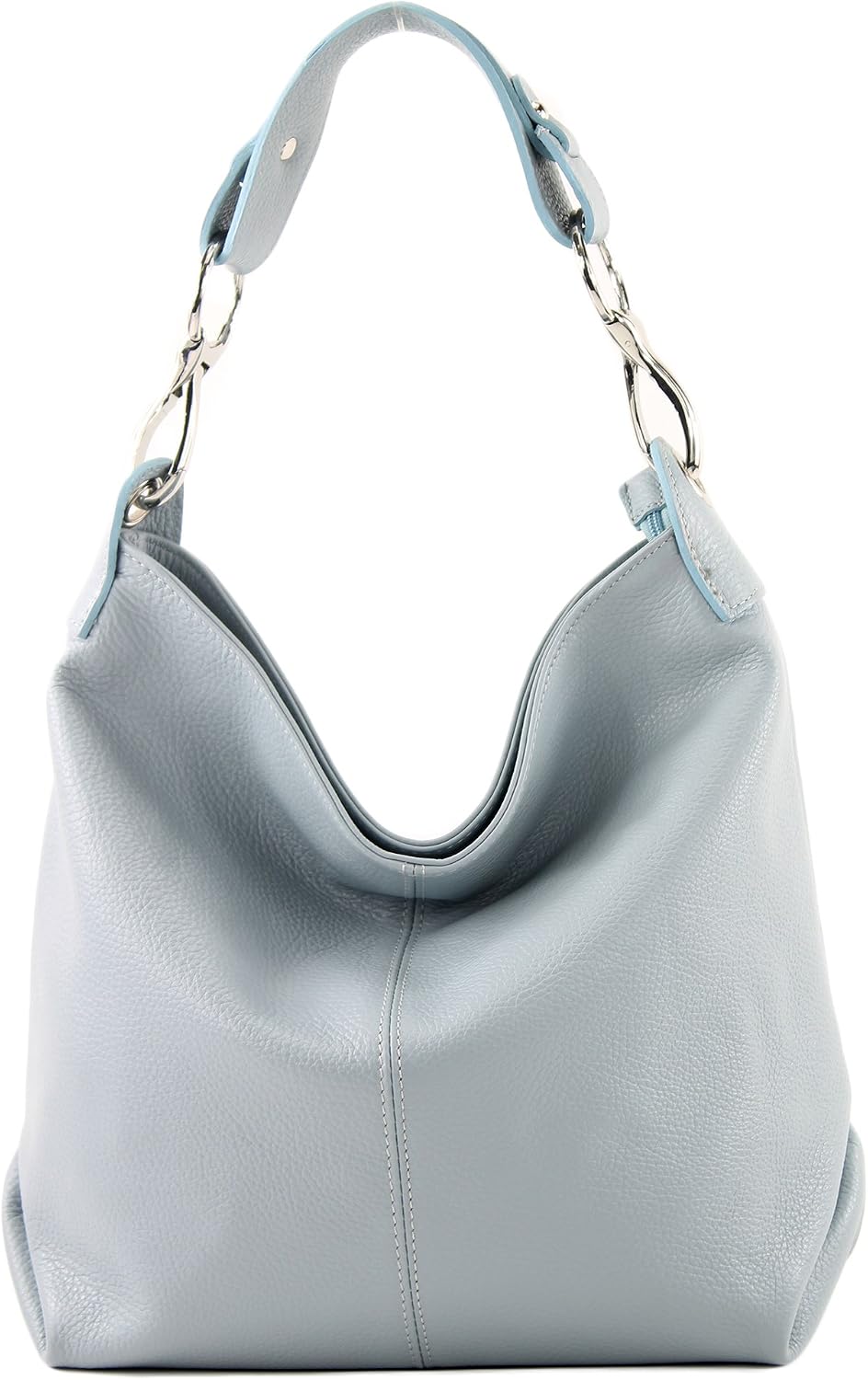 modamoda de T168 Damen Leder Schultertasche, handmade in Italy Eisblau, Eisblau