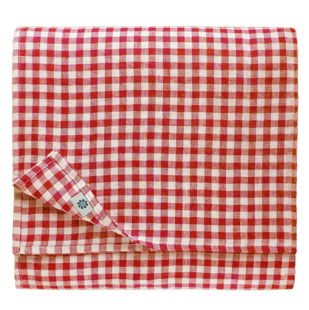 Linen & Cotton Tischdecke Tischtuch Tischwäsche Kariert im Landhausstil Estella - 100% Leinen, Weiss