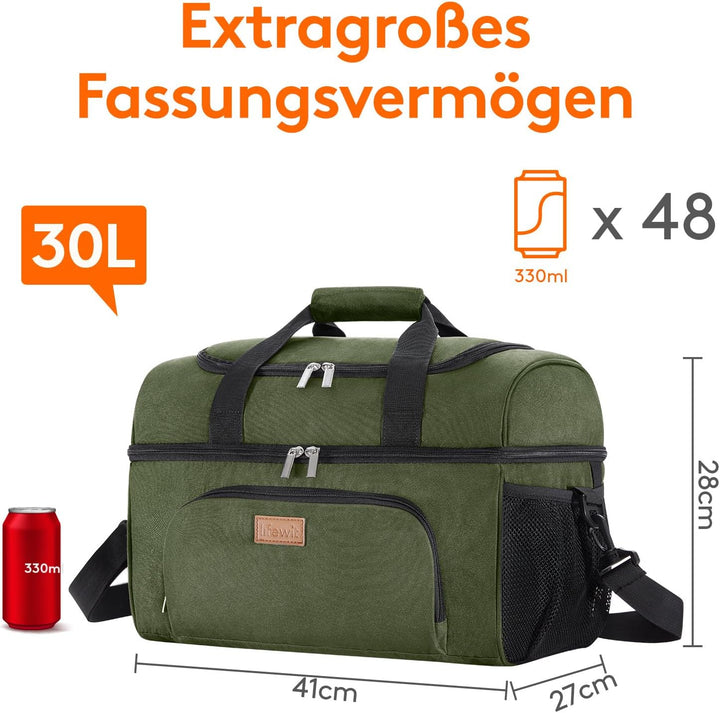 Lifewit Grosse Kühltasche 30L 48 Dosen, Kühlbox Faltbar, Isolierte Lunch Tasche, Leichte, Tragbare K