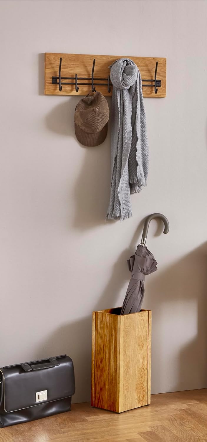 HAKU Möbel Wandgarderobe, Massivholz, eiche geölt-schwarz, B 60 x T 10 x H 20 cm Eiche Geölt-schwarz