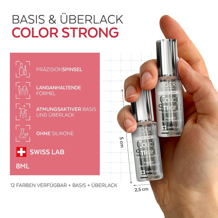 PODERM Verstärkender Base Coat &amp; Top Coat | Kräftigende &amp; Schützende Nagelpflege | Tea Tree, Siliciu
