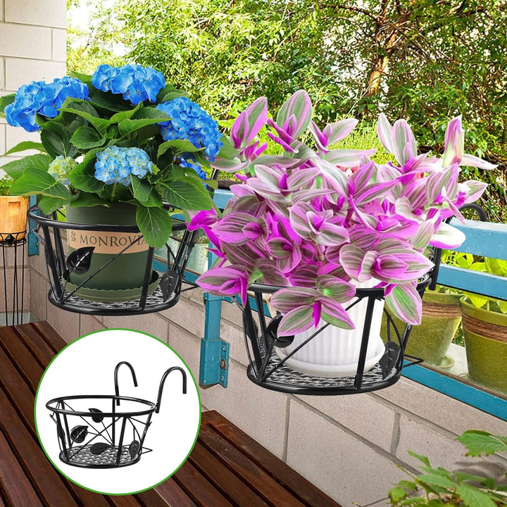 Ledeak 3 Stück Aufhängen Blumentopf Halterung, Geländer Pflanzgefässe Blumentopf Metall Pflanze Korb