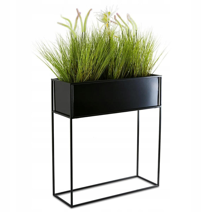 Schwarz Blumenständer Metall - Pflanzenständer 70 cm Hoch mit Metall Box 24 x 64 x 20 cm - Blumentop