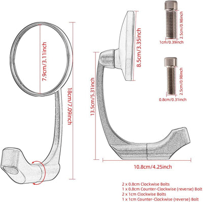 Runder Motorrad Seitenspiegel Universal 10mm Motorrad-Rückspiegel für Cafe Racer (Silber), Silber