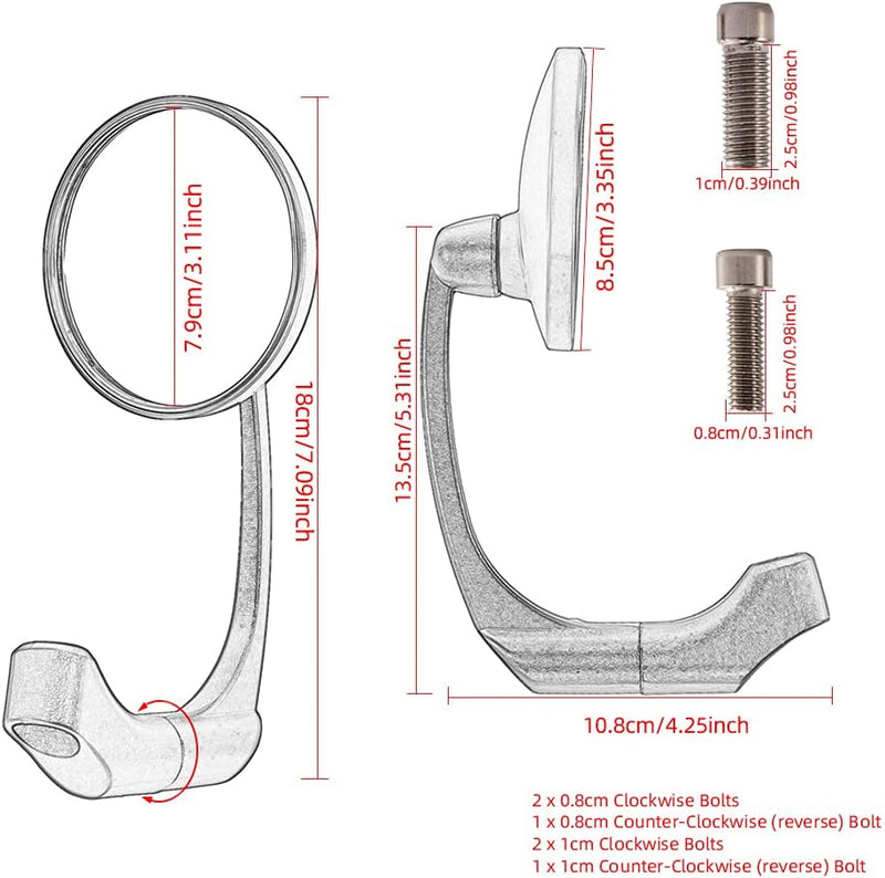 Runder Motorrad Seitenspiegel Universal 10mm Motorrad-Rückspiegel für Cafe Racer (Silber), Silber