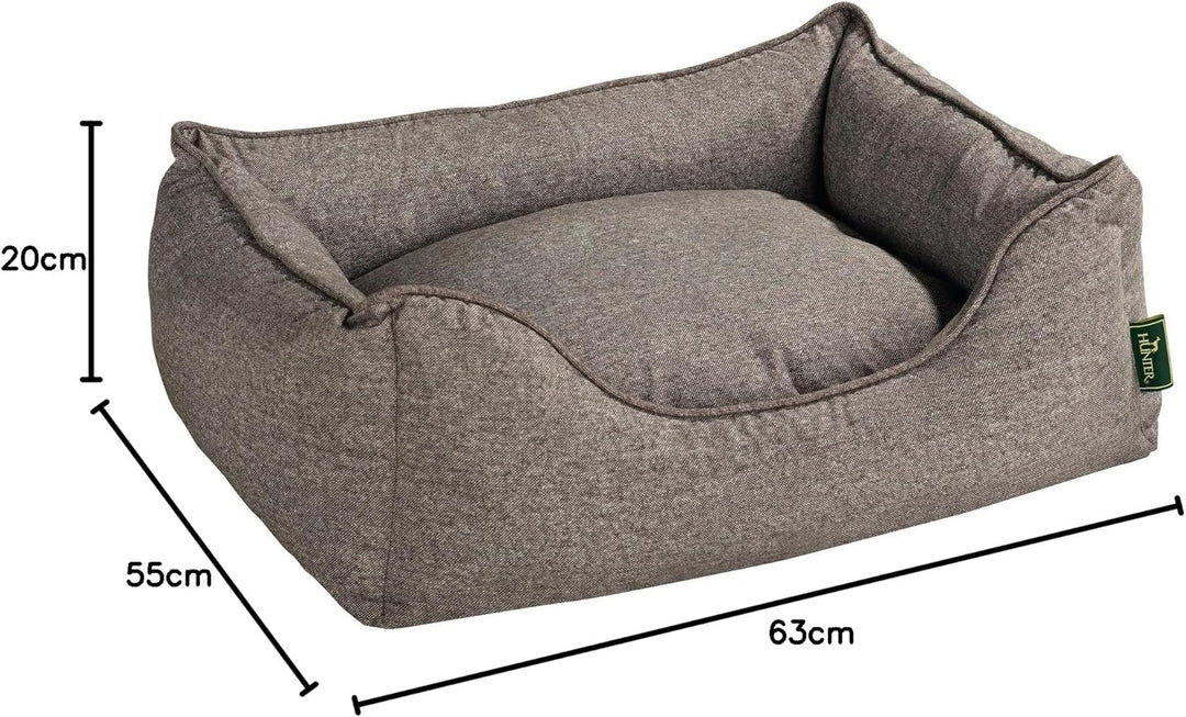 HUNTER Boston Hundesofa, Hundebett, Wendekissen mit Plüschbesatz,pflegeleicht, 60 x 50 cm, braun bra