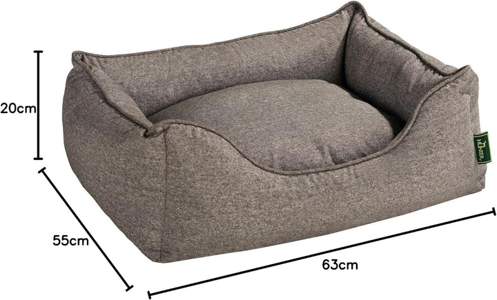 HUNTER Boston Hundesofa, Hundebett, Wendekissen mit Plüschbesatz,pflegeleicht, 60 x 50 cm, braun bra