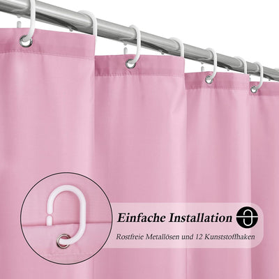 EurCross 180x200 Duschvorhang Rose Wasserdicht Anti-Schimmel Badevorhang,Textil Vorhänge aus Stoff,