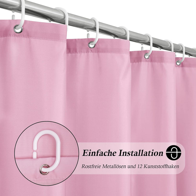 EurCross 180x200 Duschvorhang Rose Wasserdicht Anti-Schimmel Badevorhang,Textil Vorhänge aus Stoff,