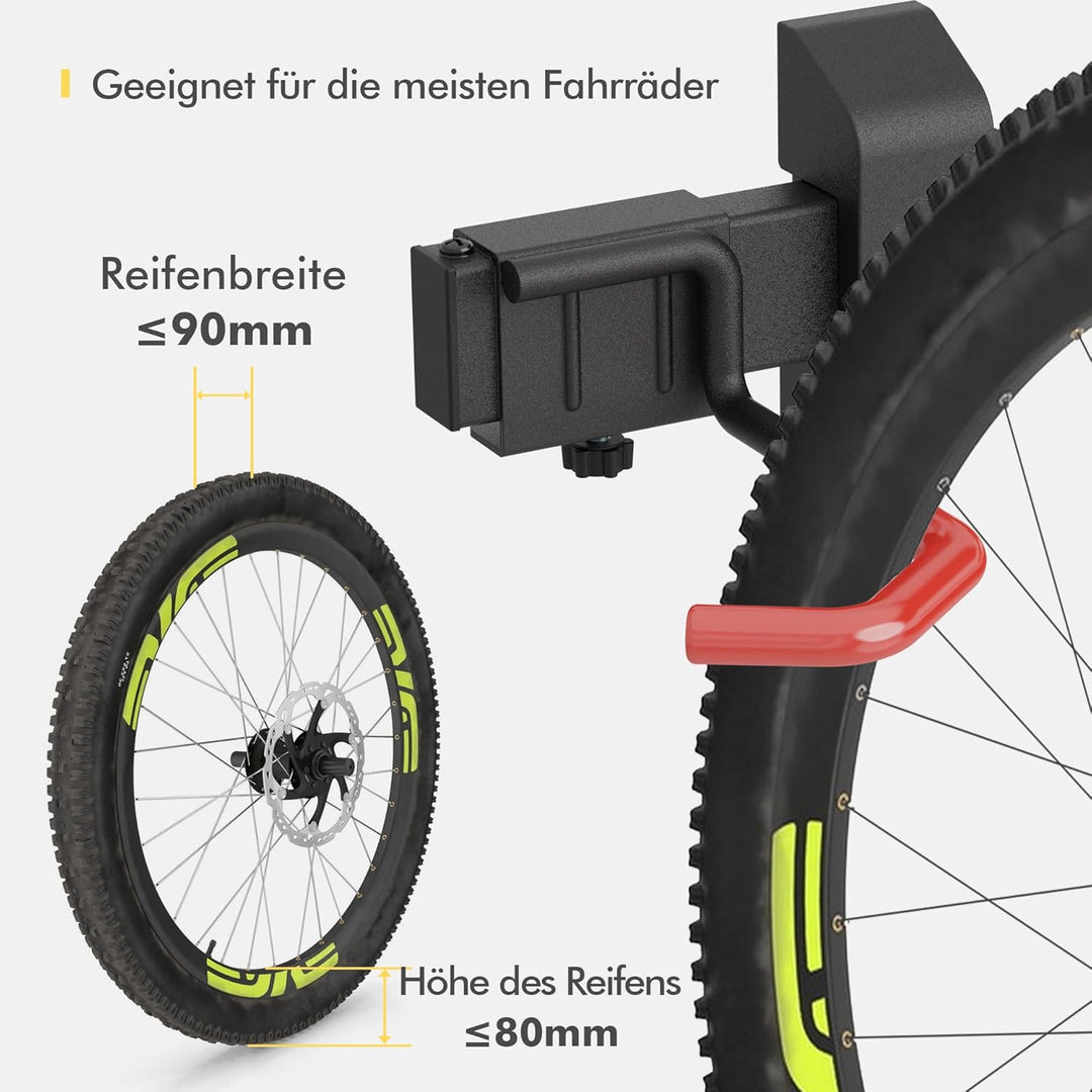 Mimoke Fahrrad Wandhalterung Vertikal | Geeignet für alle Fahrräder | Verstellbare Haken | Organisat