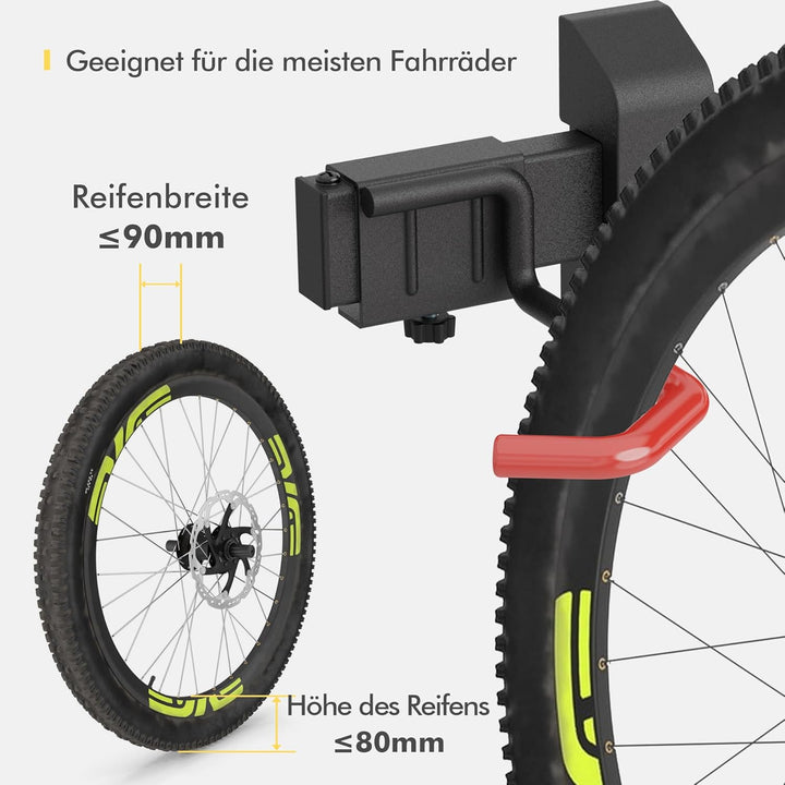 Mimoke Fahrrad Wandhalterung Vertikal | Geeignet für alle Fahrräder | Verstellbare Haken | Organisat