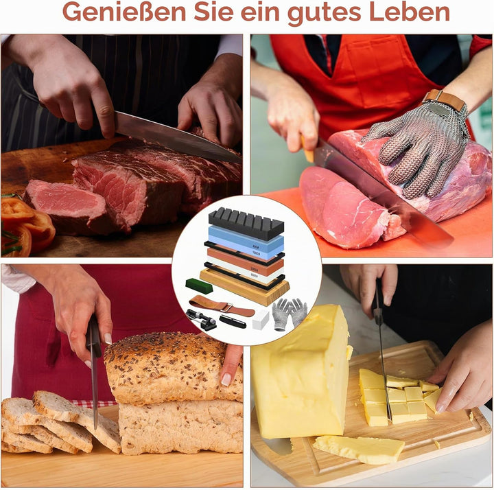 UCAMP Schleifstein Abziehstein,Schleifstein Set,Doppelseitig 400/1000 und 3000/8000 Grit Messerschär