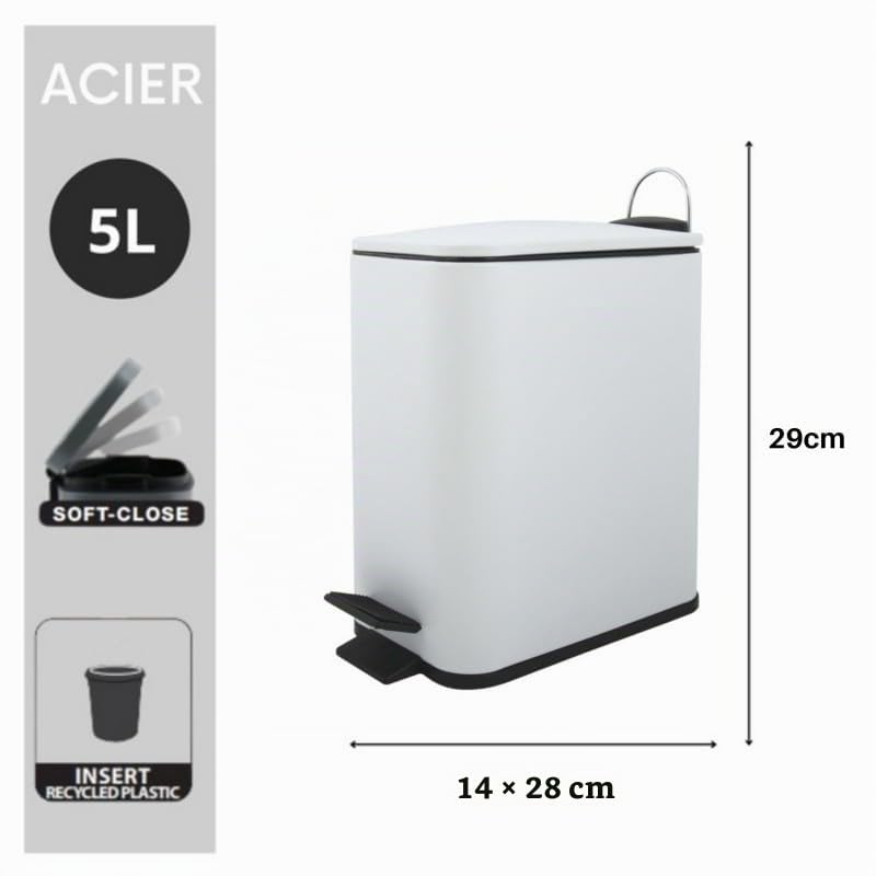 Spirella Kosmetikeimer 5 Liter Edelstahl mit Absenkautomatik und Inneneimer Erik Badezimmer Mülleime