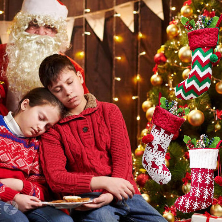 Weihnachtsstrumpf 3er Set,Weihnachtsdeko Grosse,Weihnachtsstrümpfe Personalisierte zum Befüllen und