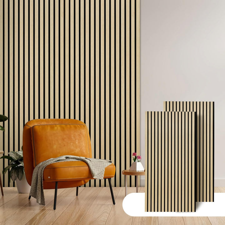 Akustikpaneele Holz 120x60 cm, Schallabsorbierende Wandverkleidung mit Holzfurnier & Filz – Modernes