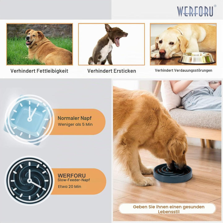 WERFORU Langsame Fütterung Hundenapf, Anti Schling Interaktiver Hundefutternapf, Tinte Blau, Blau