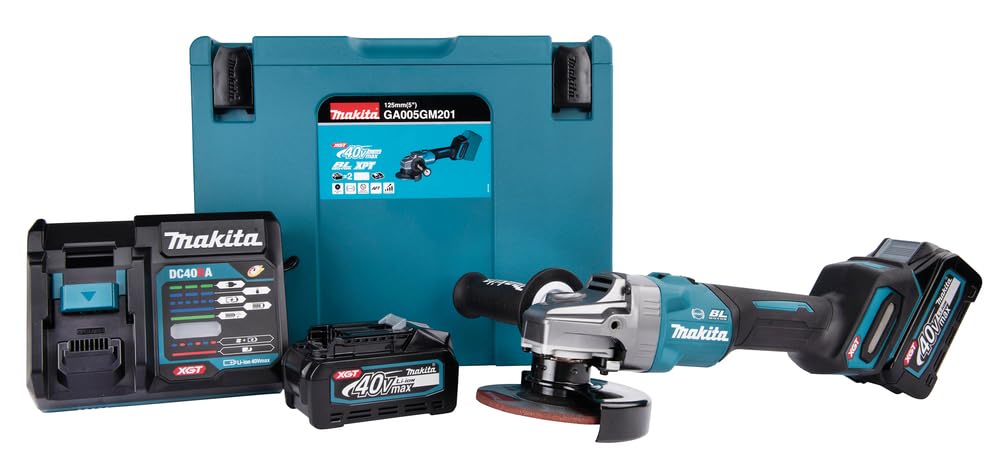 Makita GA005GM201 Akku-Winkelschleifer 40V max. / 4,0 Ah, 2 Akkus + Ladegerät im MAKPAC mit 2 Akkus