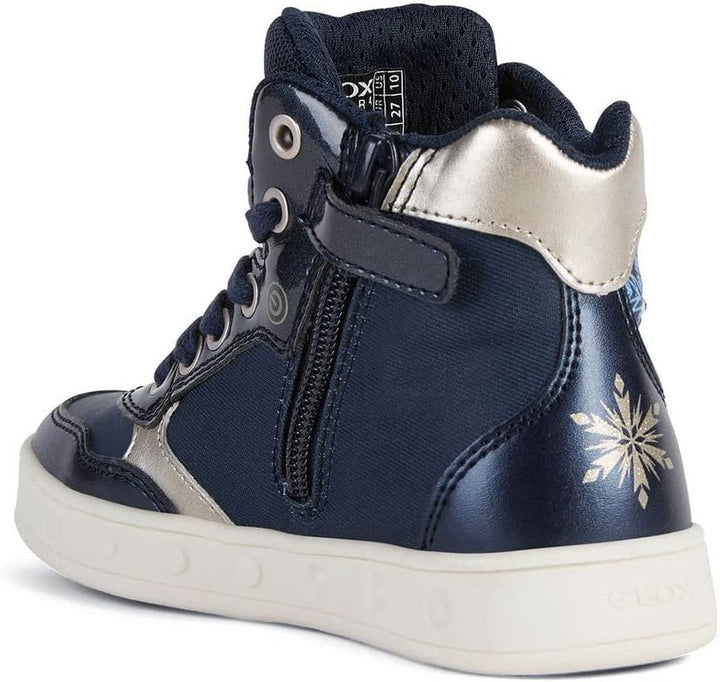 Geox Mädchen J Skylin Girl E Sneakers 34 EU Navy Platinum, 34 EU Navy Platinum
