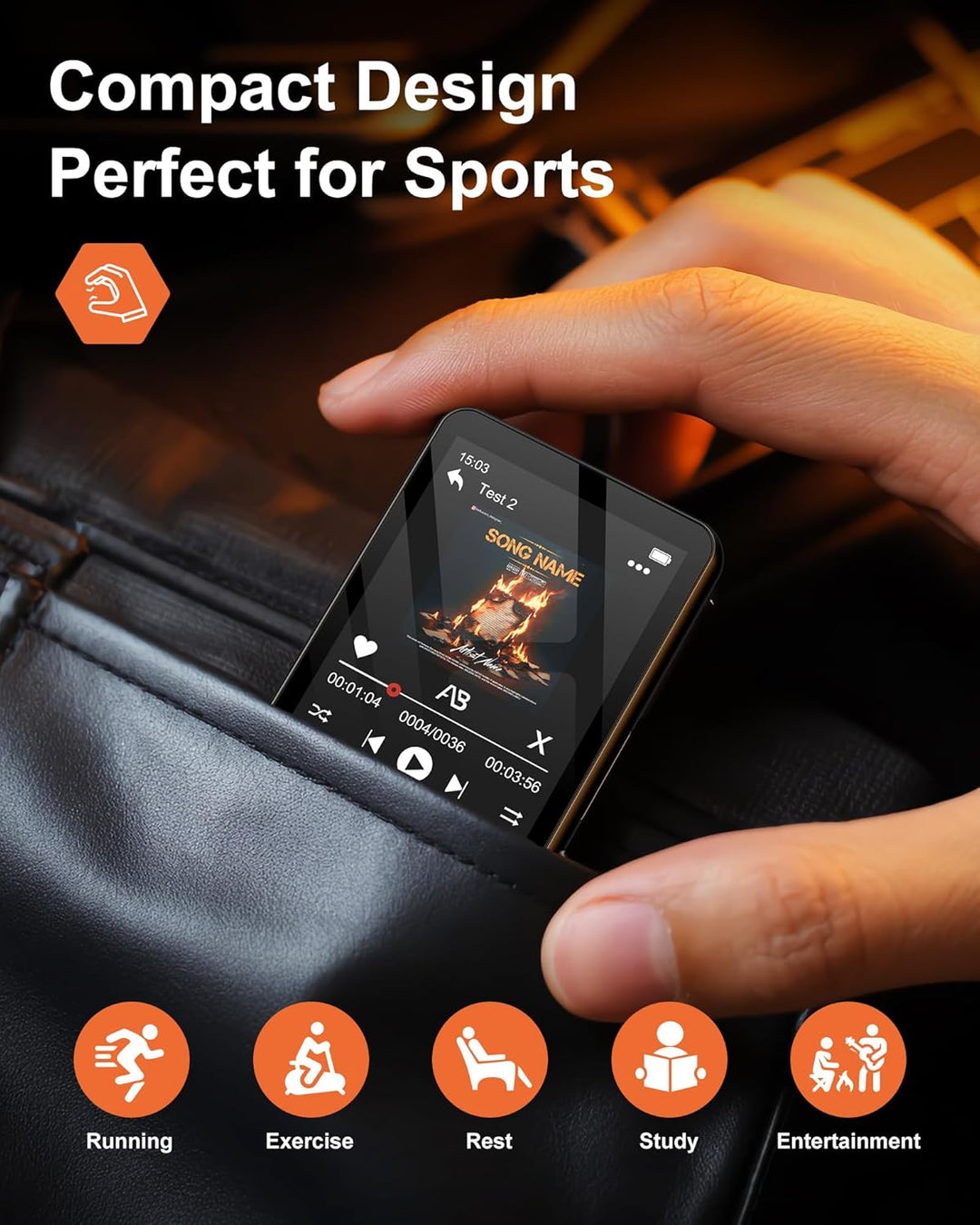 64GB MP3 Player Bluetooth 5.4 mit Kopfhörer, MP3 Player Kinder mit 2.4 Zoll Touchscreen, Musikplayer