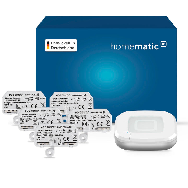 Homematic IP Access Point 2 + 5x Rollladenaktor – Unterputz, Smart Home, Digitale Steuerung für 5 Ro