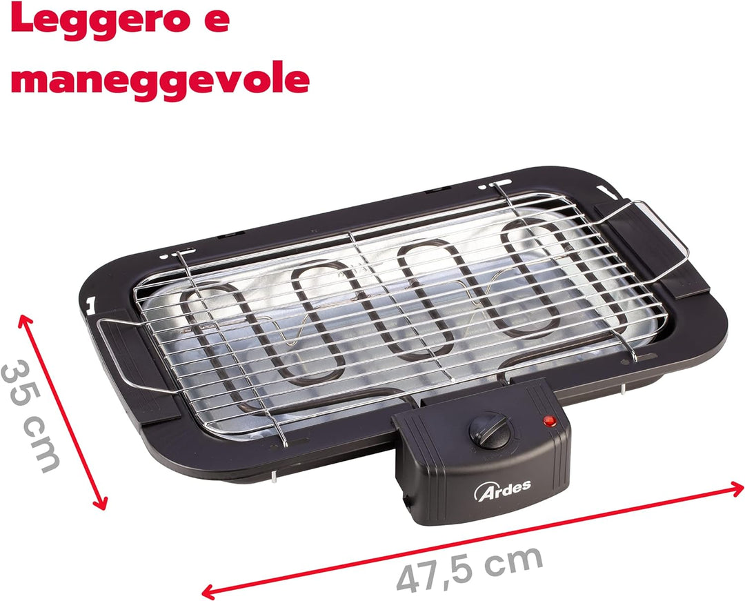 ARDES - Elektrogrill Rauchfrei 2200 W Tragbarer elektrischer Balkongrill Grill für Innen- und Aussen