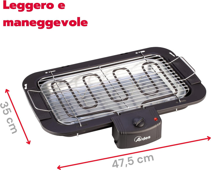 ARDES - Elektrogrill Rauchfrei 2200 W Tragbarer elektrischer Balkongrill Grill für Innen- und Aussen