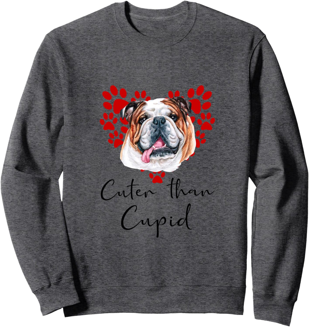 Englische Bullgogge Cuter Than Cupid Hunde Valentinstag Sweatshirt