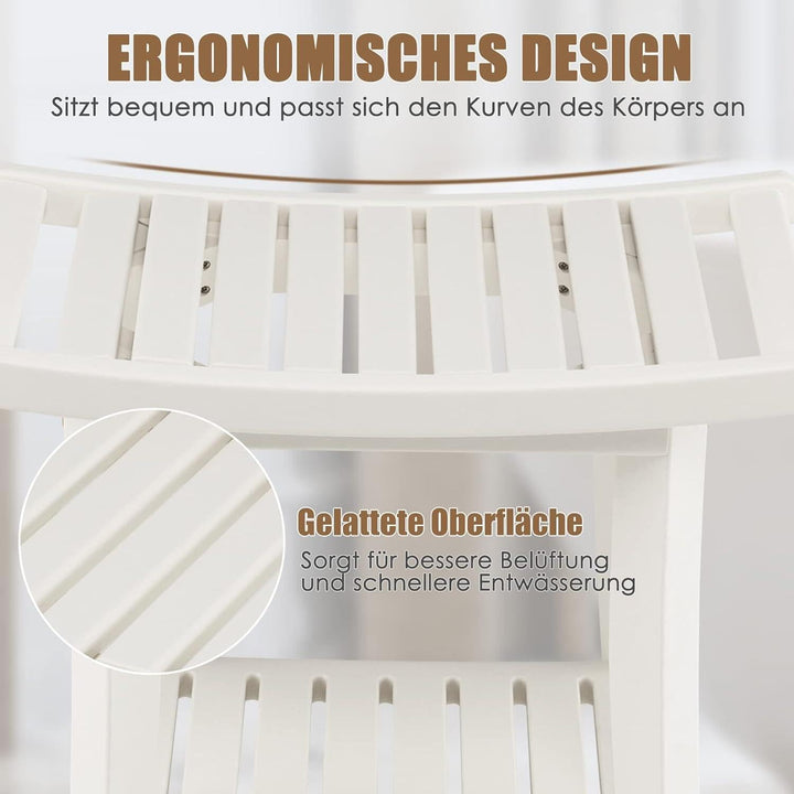 RELAX4LIFE Duschbank, Badezimmerbank mit Ablage Handtuchhalter, Badhocker mit Rutschfesten Füssen, D