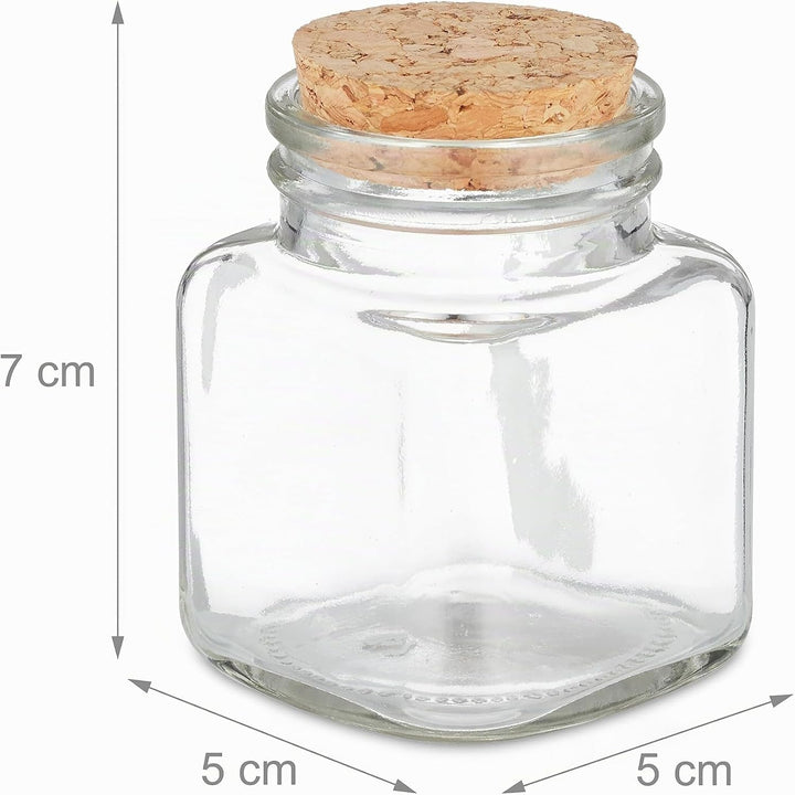 Relaxdays Gewürzgläser, 20er Set, Gewürzdosen Glas, 100 ml, inkl. Etiketten &amp; Trichter, Korkdeckel,
