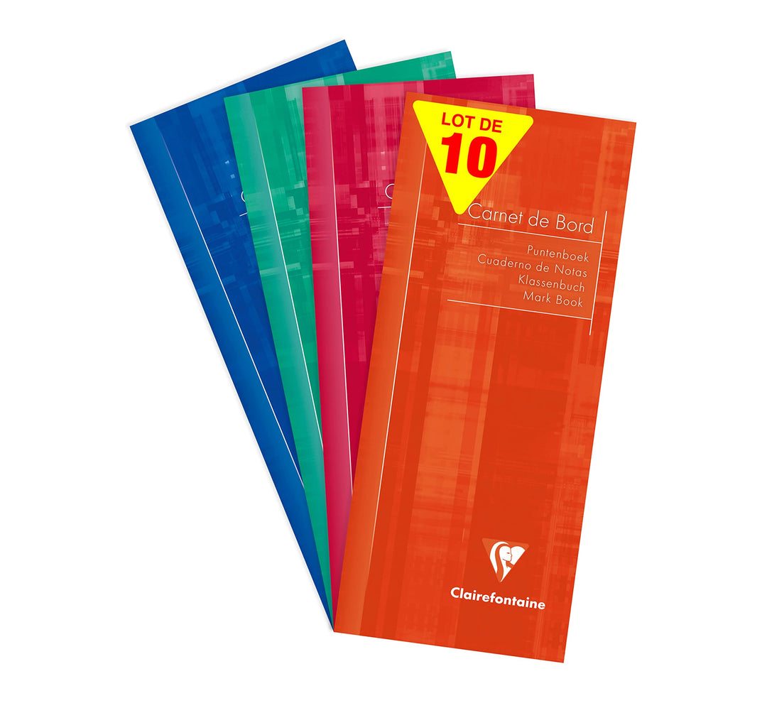 Clairefontaine 3529C - Packung mit 10 Klassenheften 8,5x20cm, 32 Blatt, 110g Grün mit Rand, mikroper