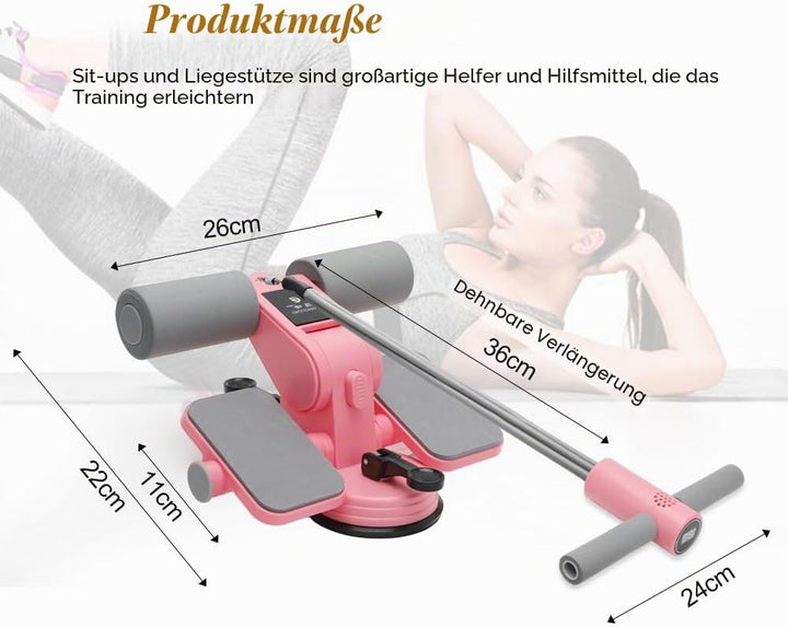Tragbare Sit Up Bar, Selbstsaugende Sit-Up-Hilfe mit Zugseil und Saugnäpfen, Bauchtrainer für Zuhaus