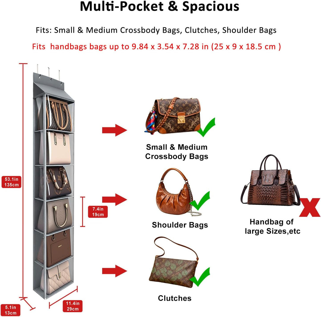 Lirex Geldbörsen-Organizer, 6 Taschen Handtaschen-Organizer mit Reissverschluss zum Aufhängen, für S