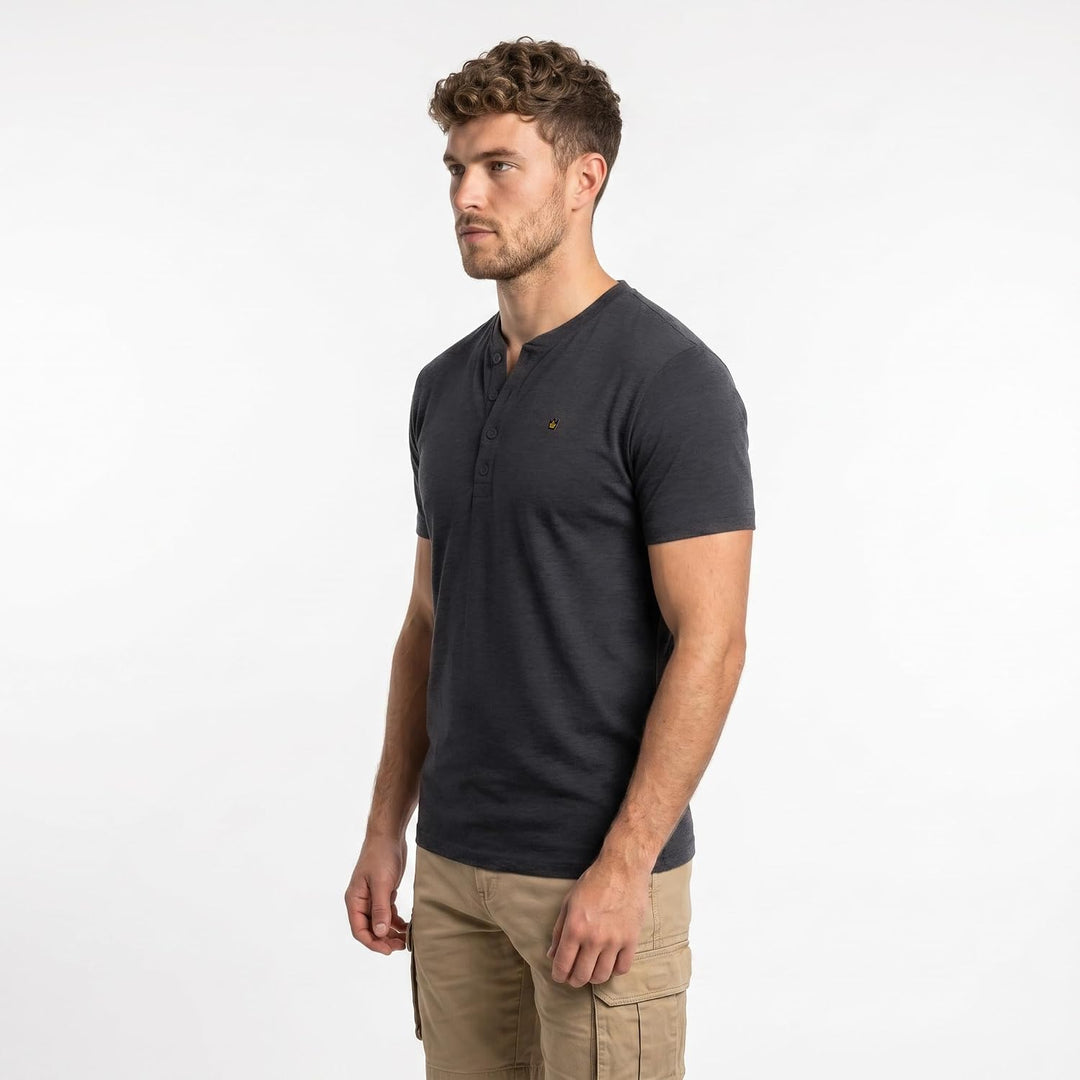 JRC Just Royal Clothing 2er-Pack Herren-Henley-T-Shirts mit halben Ärmeln, leichte Henley-Oberteile