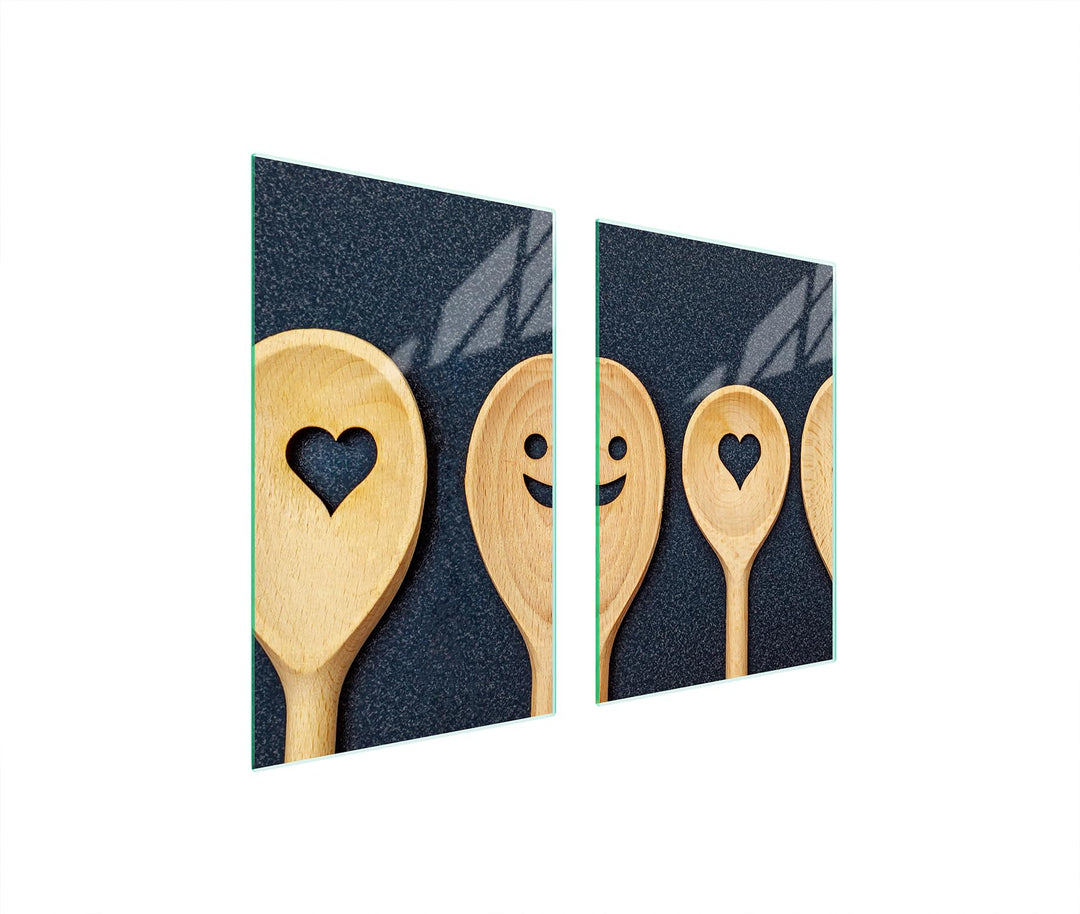 TMK ArtDeko Herdabdeckplatten 2 Teilig 65 x 52 cm Ceranfeldabdeckung Küche Induktion Herdschutz Spri