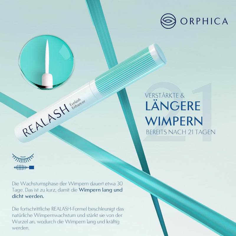 ORPHICA Realash Wimpernserum | Wimpern Conditioner, Serum für Wimpernstärkung, Wimpernverdichtung un