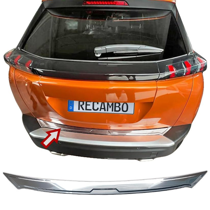 RECAMBO Ladekantenschutz Edelstahl Hochglanz poliert, Chrom Look - kompatibel für Peugeot 2008 2 - a