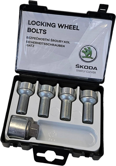 Skoda 000071597C Original Radschloss Radschrauben Satz Felgen Schloss diebstahlhemmend M14x1.5x27