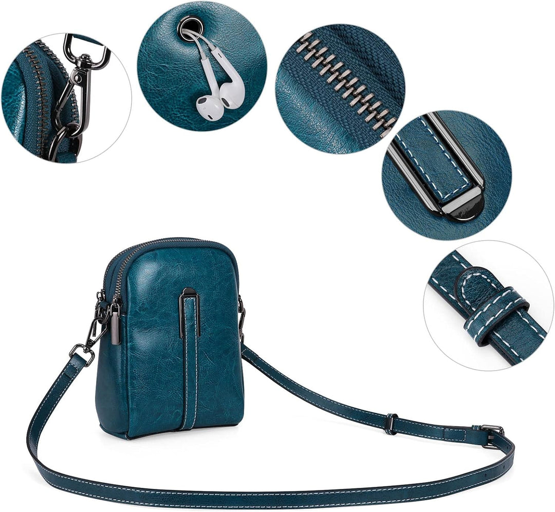 HUA ANGEL UmhäNgetasche Handy Mit GeldböRse Echtleder Leicht Kleine Handtasche Mini Schultertasche B