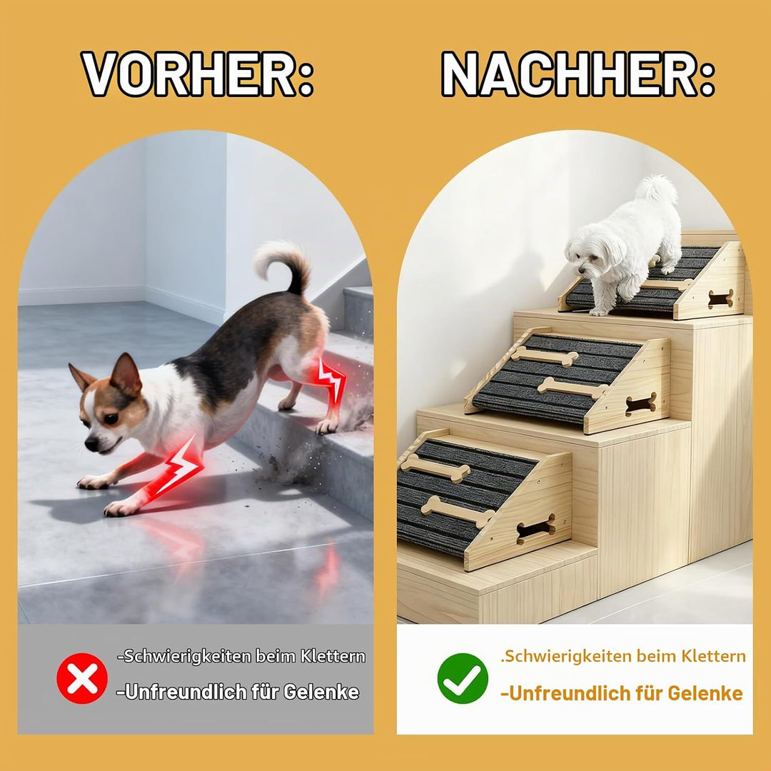 Hundetreppe 25cm Innen Hunderampe für kleine Hunde Sofa Haustiertreppe aus Holz Hundekletterrampe Ka