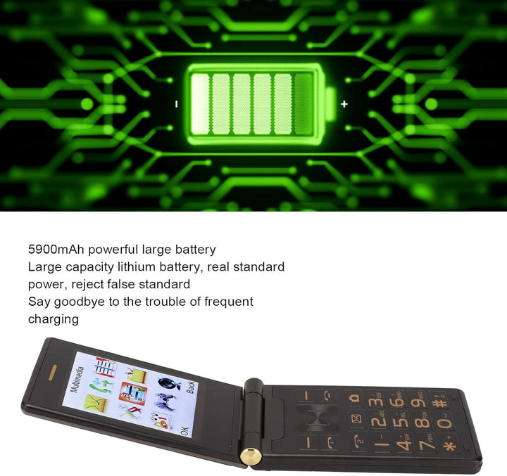 Entsperrtes Senioren-Flip-Handy, 2,8-Zoll-Grossbildschirm, Einfach zu Bedienendes Flip-Handy für ält