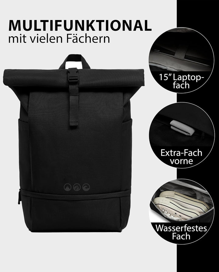 SONS OF ALOHA Roll-Top Rucksack Damen &amp; Herren - NALU Reflektierend gross - Rolltop mit Laptopfach 1