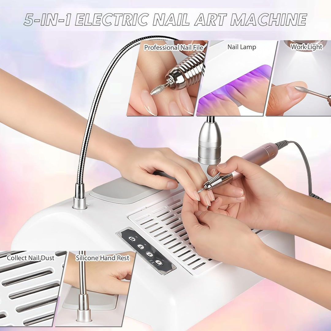 Elektrischer Nagelfräser, 5 in 1 Professionell Elektrischen Nagelbohrmaschine mit 360° Rotatable LED