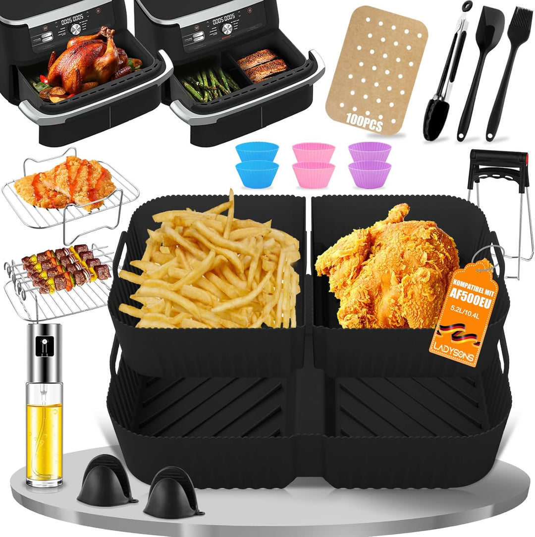 18 Stück Heissluftfritteuse Zubehör | Airfryer Zubehör für Ninja Foodi Flexdrawer 10,4 L Heissluftfr