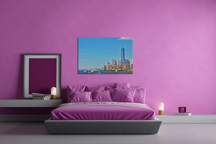 deyoli Manhattan bei Tageslicht im Format: 80x60 als Leinwandbild, Motiv fertig gerahmt auf Echtholz