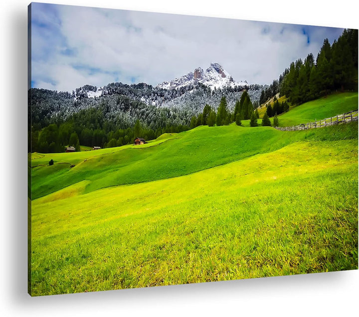 zauberhafte Wiesen in den Bergen Format: 100x70 als Leinwand, Motiv fertig gerahmt auf Echtholzrahme